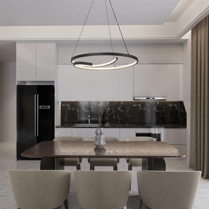 Niloo – LED пендел в черно/бяло, Ø550мм, 40W, 4000K