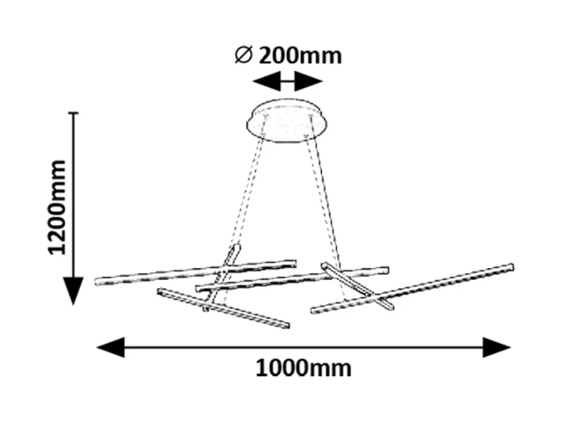 Severine – LED пендел в черно/злато с бял абажур, 1000×660мм, 40W, 3000-6500K