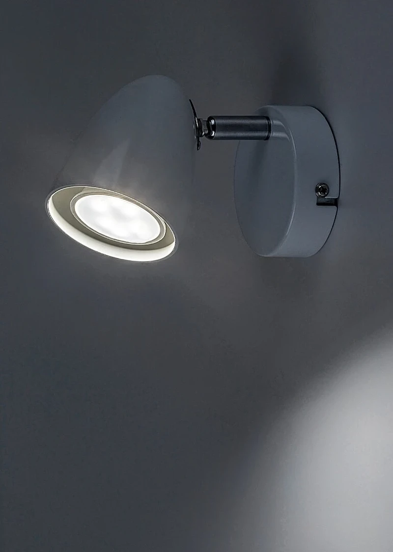 Perico – модерен LED спот за стена в бяло, Ø70мм, 1×GU10, IP20
