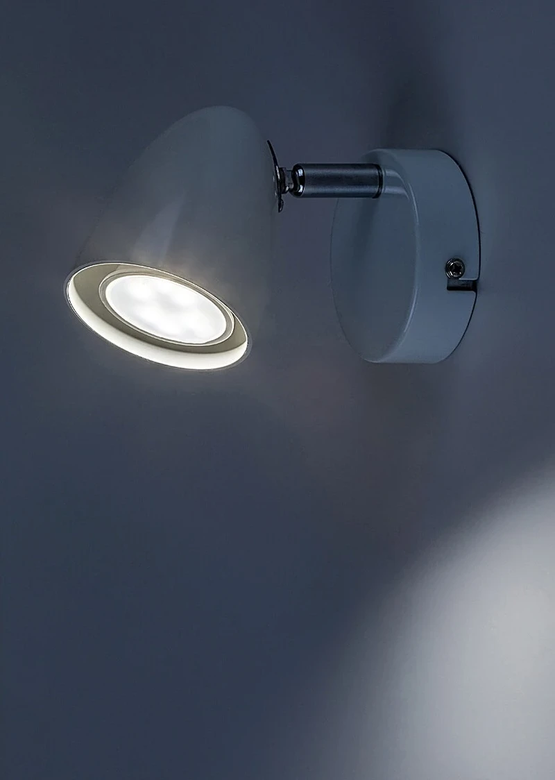 Perico – модерен LED спот за стена в бяло, Ø70мм, 1×GU10, IP20