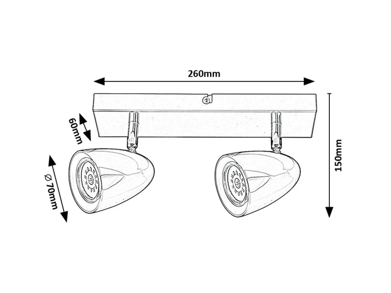 Perico – модерен LED спот в черно, 2×GU10, 260мм, IP20