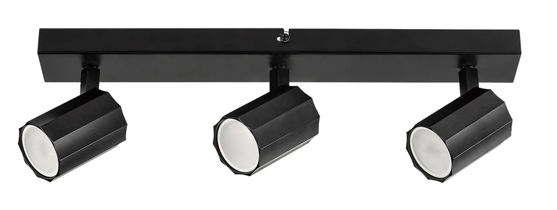 Rogelio – LED плафон с 3 тела в черен мат, 430мм, 3×GU10