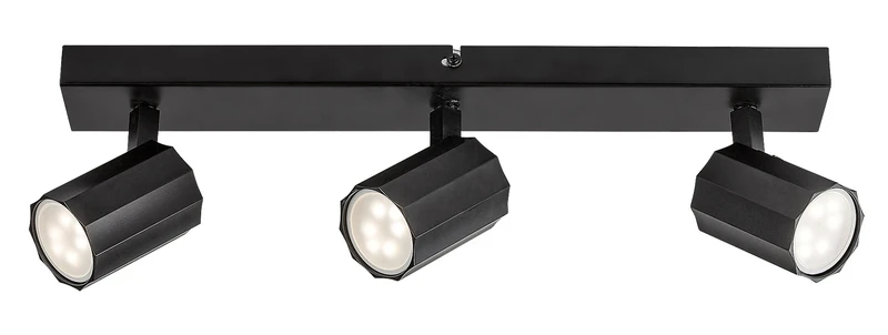 Rogelio – LED плафон с 3 тела в черен мат, 430мм, 3×GU10