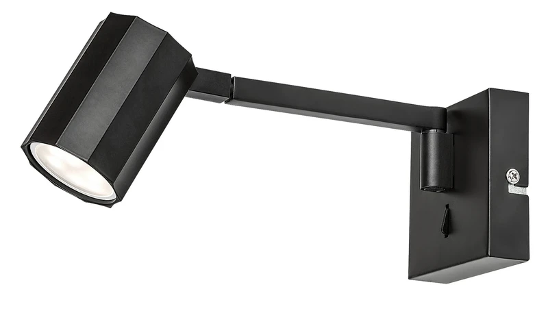 Karter – LED аплик в черен мат с регулируемо рамо, Ø50мм, 1×GU10, с ключ