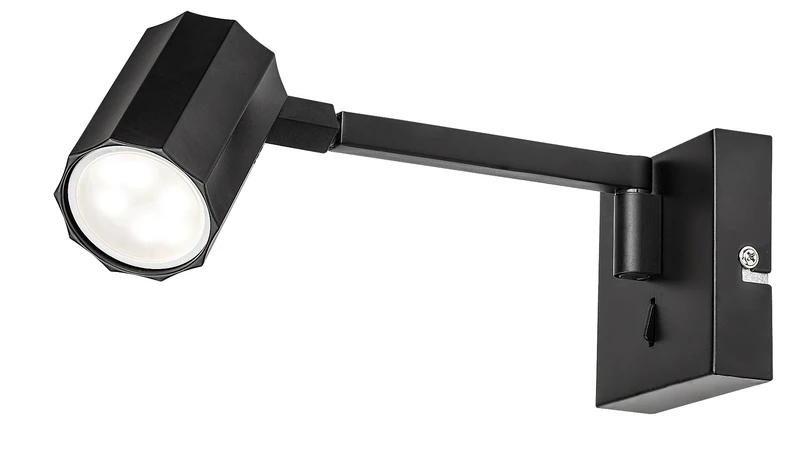 Karter – LED аплик в черен мат с регулируемо рамо, Ø50мм, 1×GU10, с ключ