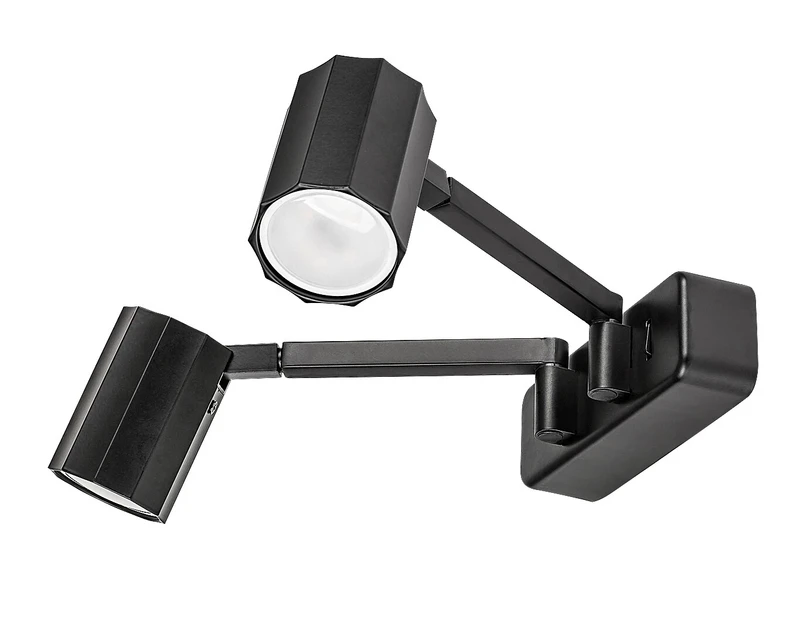 Karter – LED аплик с 2 тела в черен мат, 440×75мм, 2×GU10, IP20