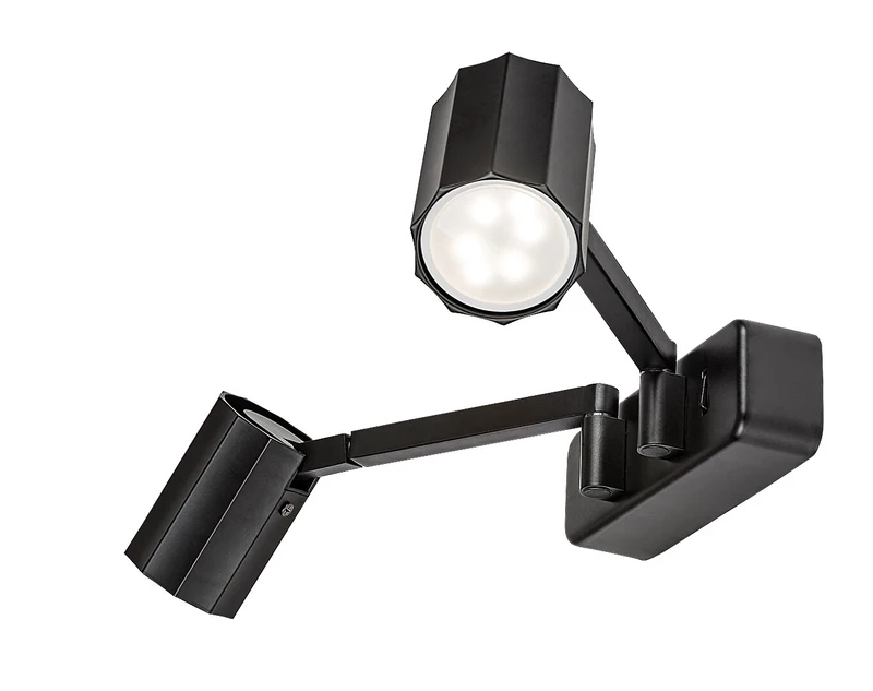 Karter – LED аплик с 2 тела в черен мат, 440×75мм, 2×GU10, IP20