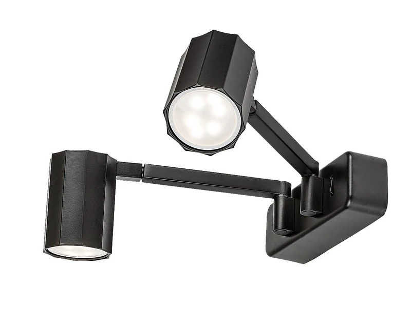 Karter – LED аплик с 2 тела в черен мат, 440×75мм, 2×GU10, IP20