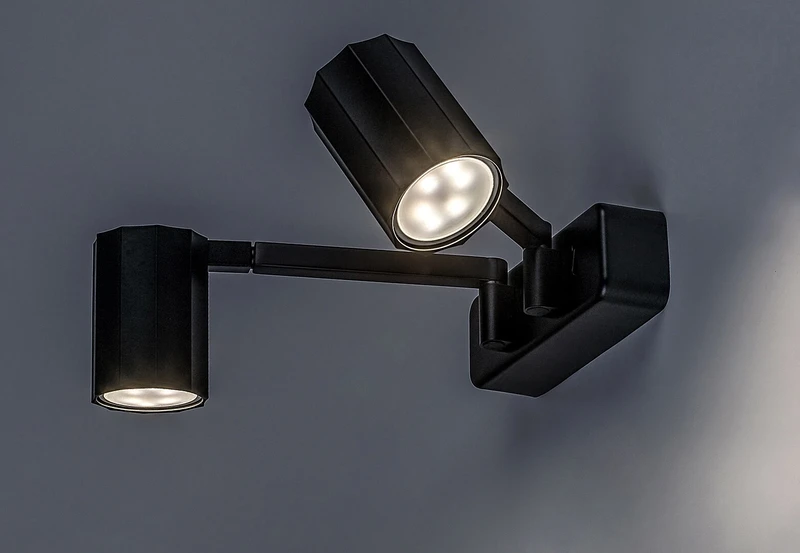 Karter – LED аплик с 2 тела в черен мат, 440×75мм, 2×GU10, IP20
