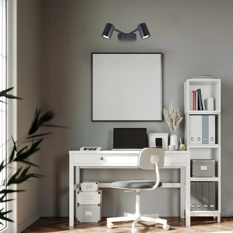 Karter – LED аплик с 2 тела в черен мат, 440×75мм, 2×GU10, IP20