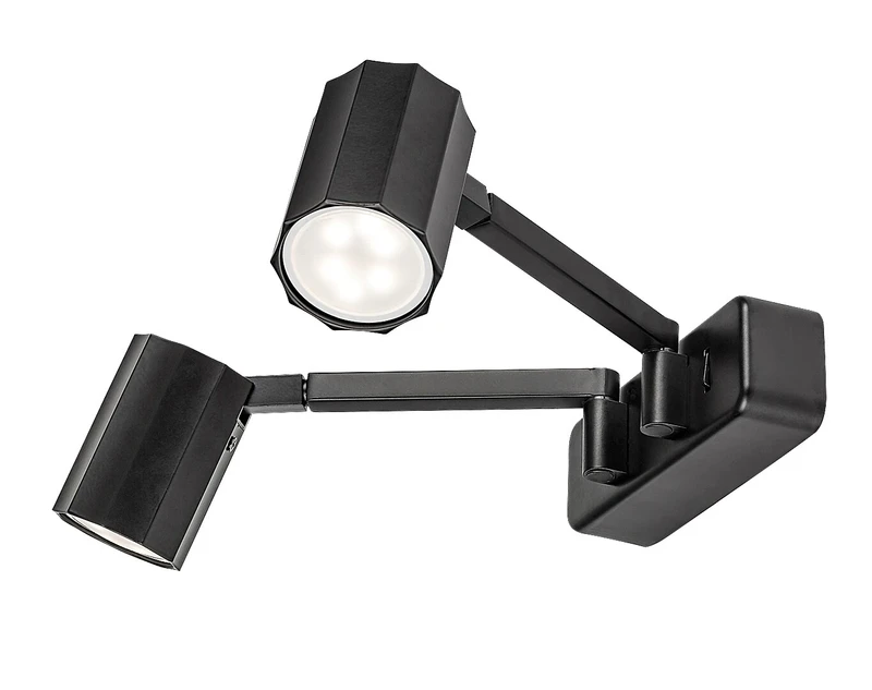 Стенно осветление (аплици) Karter – LED аплик с 2 тела в черен мат, 440×75мм, 2×GU10, IP20