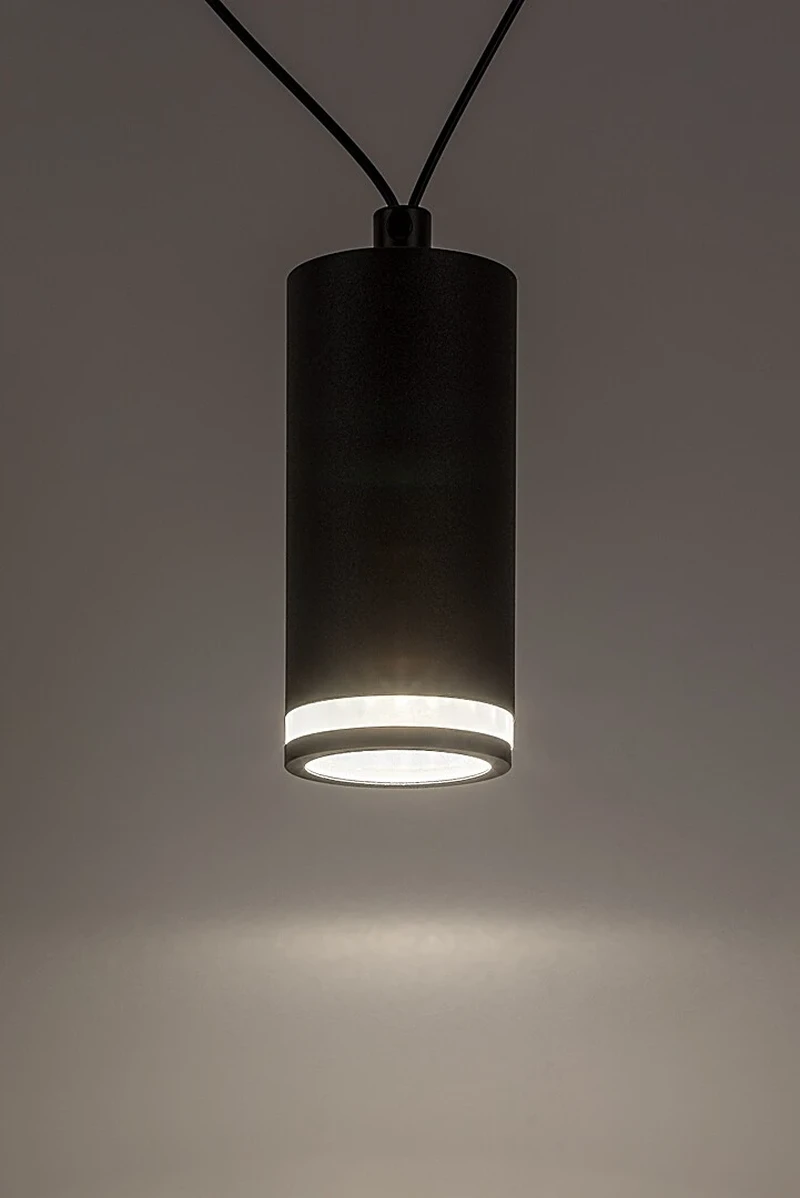 Senobia – модерен LED пендел в черно с бели абажури, 4×GU10, 300–3200мм