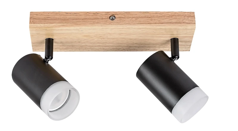 Toras – двоен LED спот в дъб с черни абажури, 260×120мм, 2×GU10, IP20