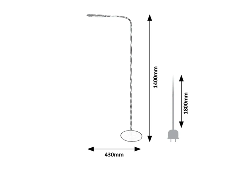 Adelmo – LED лампион в черно с бял абажур, 430×1400мм, 10W, 3000-6000K