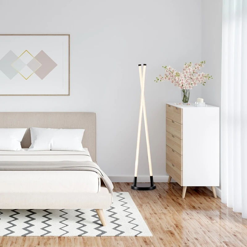 Nivaro – LED лампион в черно с бял акрилен абажур, 220×1150мм, 28W, 3000K