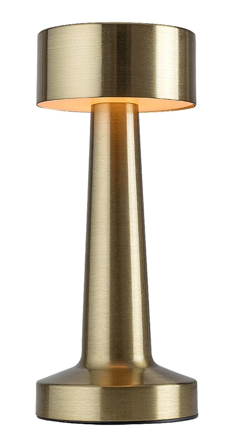 Senan – LED настолна лампа в златисто с бял абажур, Ø90мм, 2.7W, 3000-6000K