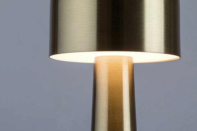 Senan – LED настолна лампа в златисто с бял абажур, Ø90мм, 2.7W, 3000-6000K