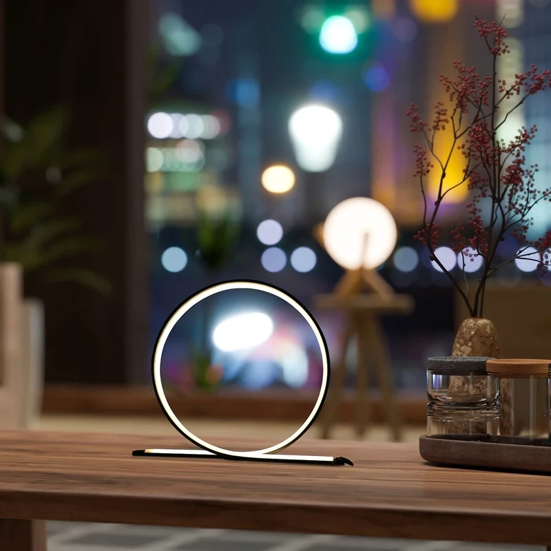 Azula – LED настолна лампа в черно с бял абажур, Ø235мм, 5W, 4000K