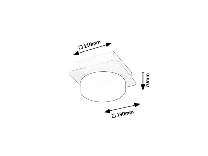 Attichus – LED плафон за баня в черен мат с бял абажур, 130×130мм, 5W, 4000K