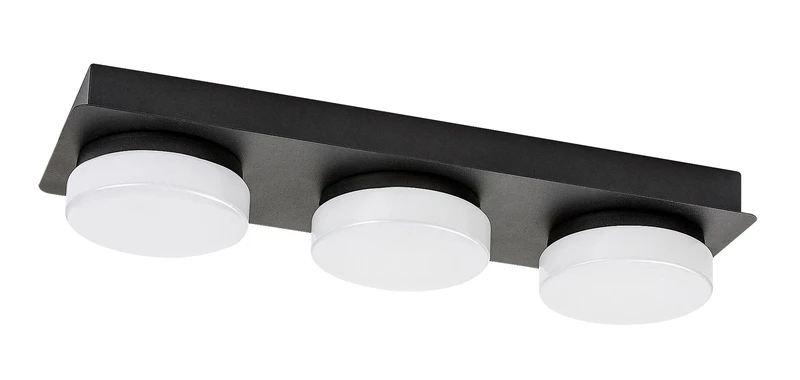 Attichus – LED плафон за баня в черен мат с бели плафони, 430мм, 18W, 4000K