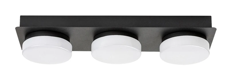 Attichus – LED плафон за баня в черен мат с бели плафони, 430мм, 18W, 4000K
