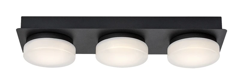 Attichus – LED плафон за баня в черен мат с бели плафони, 430мм, 18W, 4000K