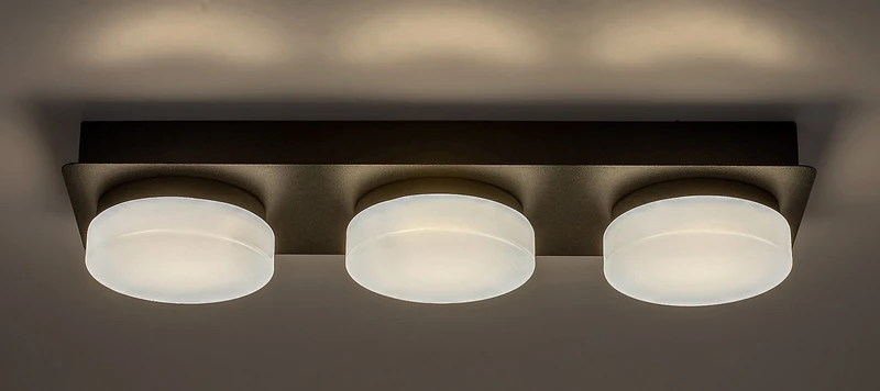 Attichus – LED плафон за баня в черен мат с бели плафони, 430мм, 18W, 4000K