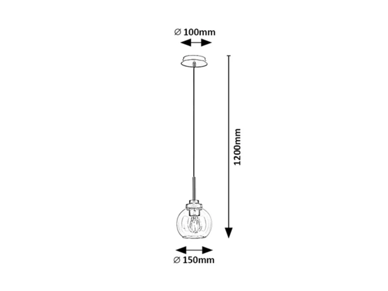Tirina – LED пендел за баня в черен мат с прозрачно стъкло, Ø150мм, 1×E27, IP44
