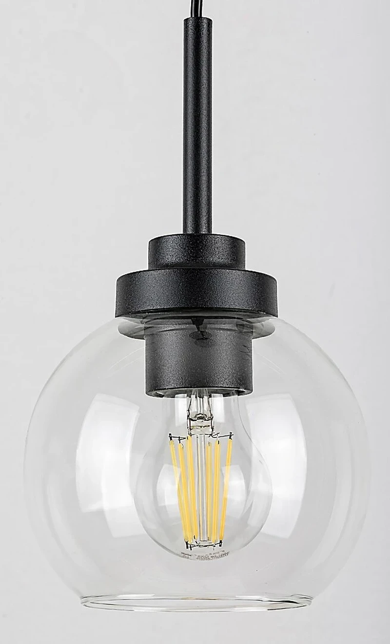 Tirina – LED пендел за баня в черен мат с прозрачно стъкло, Ø150мм, 1×E27, IP44