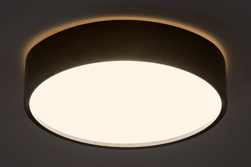 Larcia – LED плафон в черно с бял абажур, Ø280мм, 18W, 4000K, IP44
