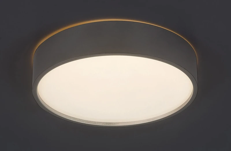 Larcia – LED плафон в сребристо с бял абажур, Ø280мм, 18W, 4000K, IP44