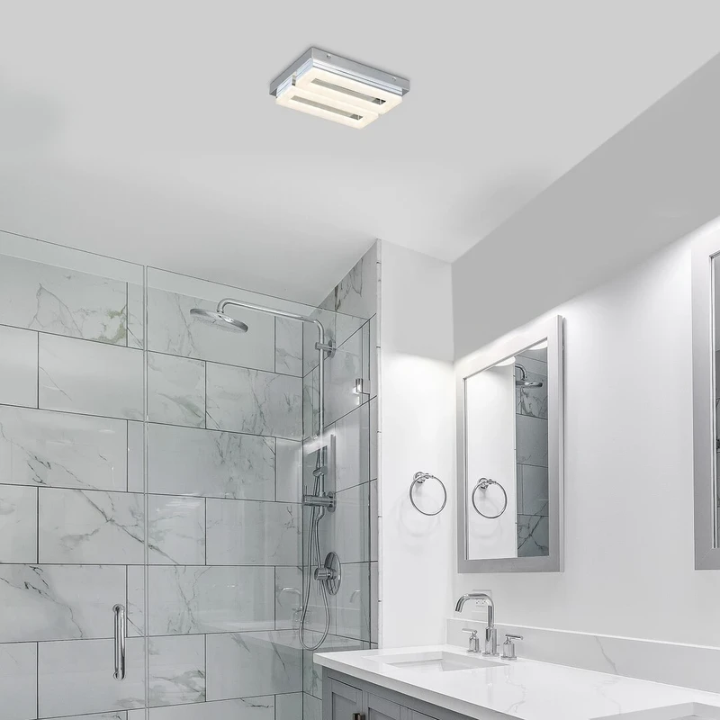 Blas – LED плафон за баня в хром с бял абажур, 300×230мм, 24W, 4000K, IP44