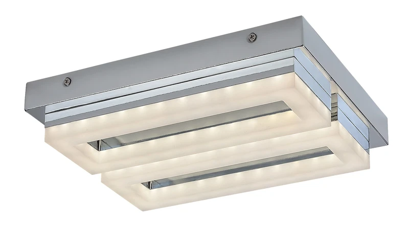 Осветление за баня Blas – LED плафон за баня в хром с бял абажур, 300×230мм, 24W, 4000K, IP44