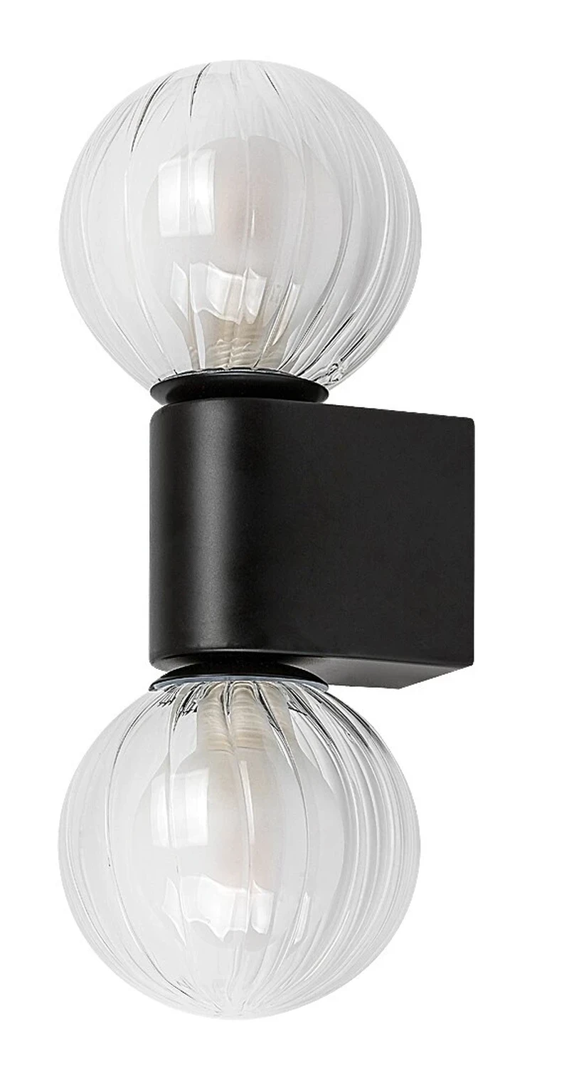 Colzar – модерен аплик за баня в черен мат със стъклени сфери, 2×G9, IP44