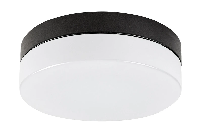 Gaelo – LED плафон за баня в черно с бял абажур, Ø235мм, 15W, 4000K, IP44