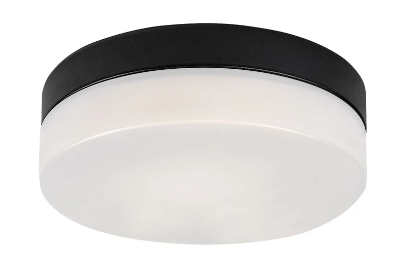 Осветление за баня Gaelo – LED плафон за баня в черно с бял абажур, Ø235мм, 15W, 4000K, IP44