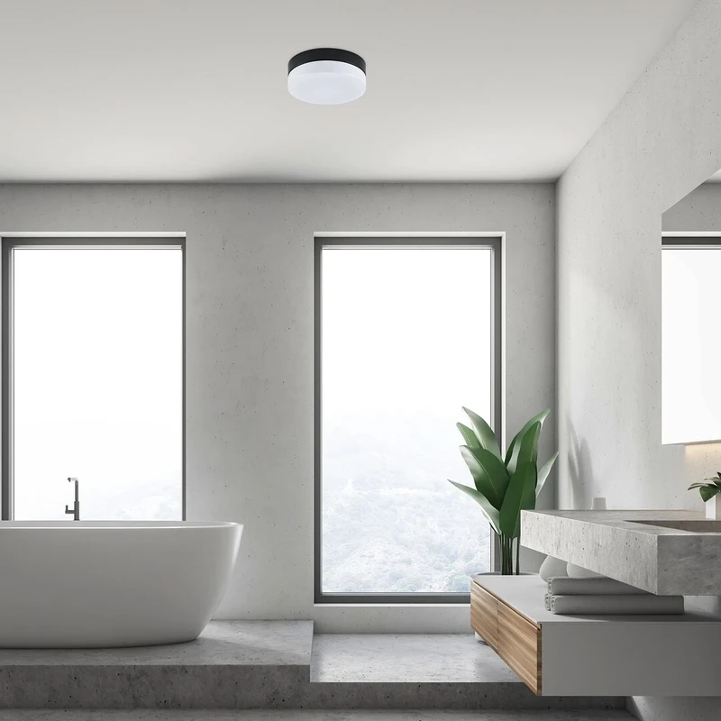Gaelo – LED плафон за баня в черно/бяло, Ø280мм, 18W, 4000K, IP44