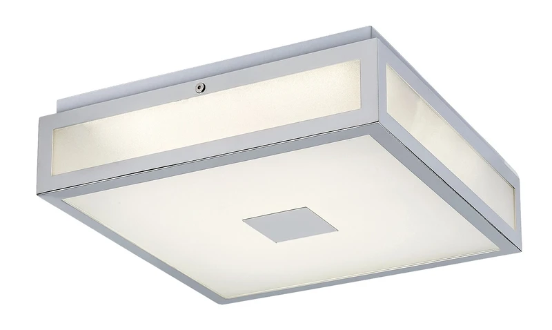 Осветление за баня Zoya – LED плафон за баня в хром с бяло стъкло, 300×300мм, 18W, 4000K, IP44