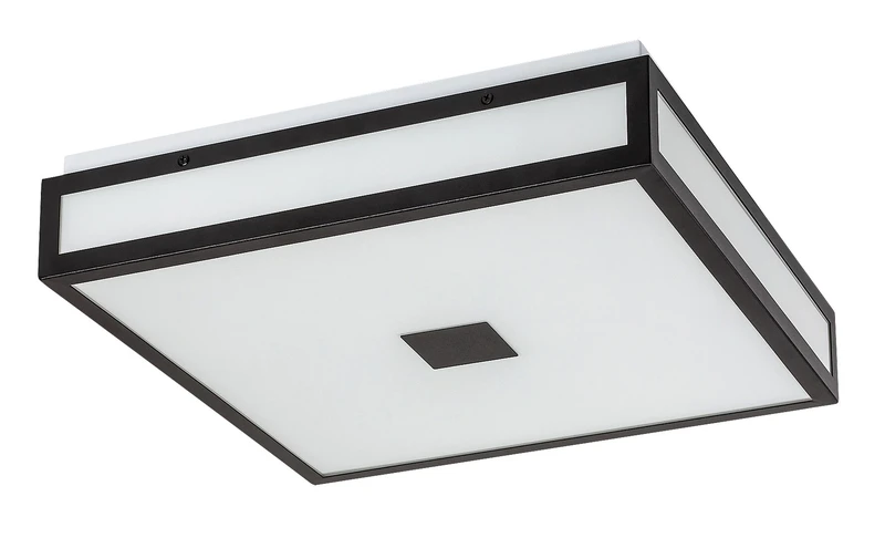 Zoya – LED плафон за баня в черно с бяло стъкло, 400×400мм, 24W, 4000K, IP44