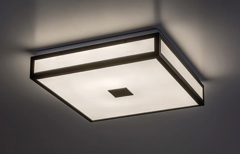 Zoya – LED плафон за баня в черно с бяло стъкло, 400×400мм, 24W, 4000K, IP44