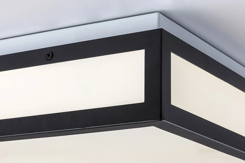 Zoya – LED плафон за баня в черно с бяло стъкло, 400×400мм, 24W, 4000K, IP44