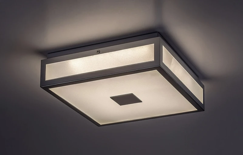 Zoya – LED плафон за баня в хром с бяло стъкло, 400×400мм, 24W, 4000K, IP44
