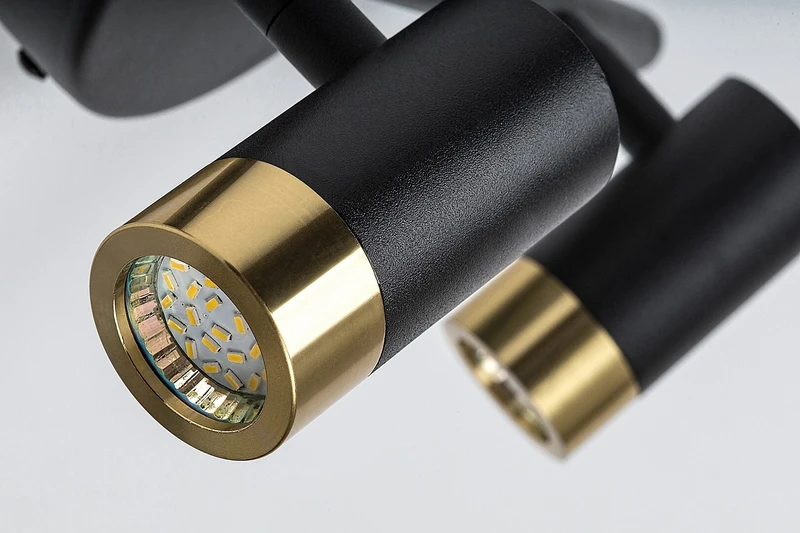 Kadir – LED аплик за баня в черно/златно, 370мм, 2×3W, 4000K, IP44