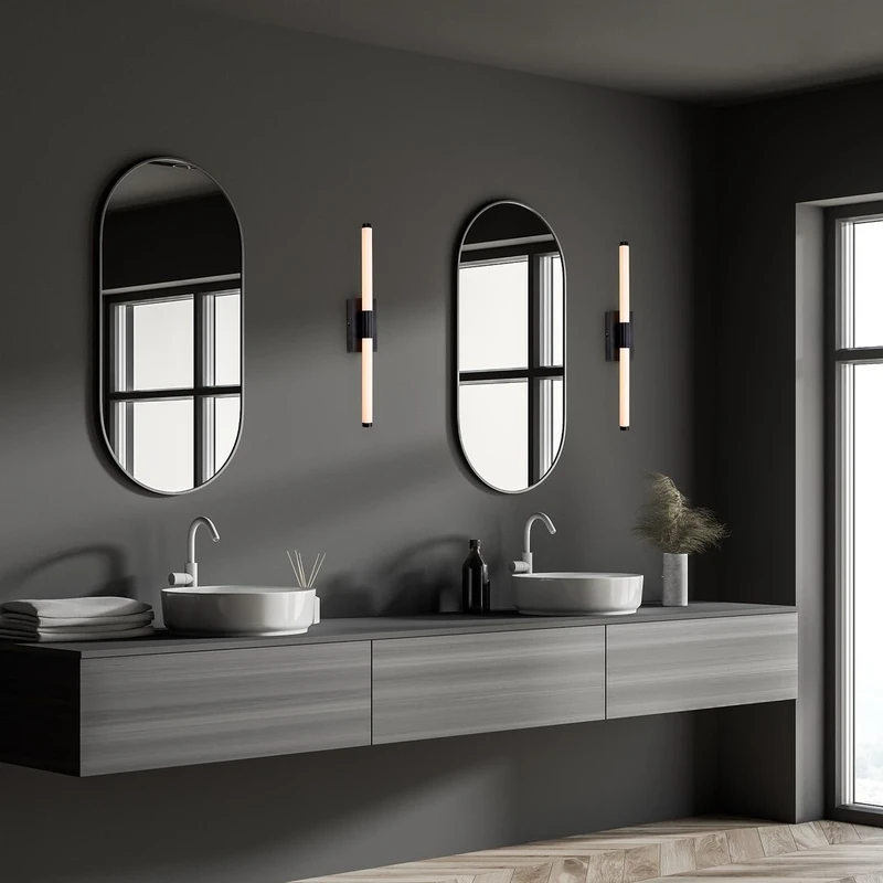 Tilora – LED плафон за баня в черно/бяло, 600мм, 8W, 4000K, IP44