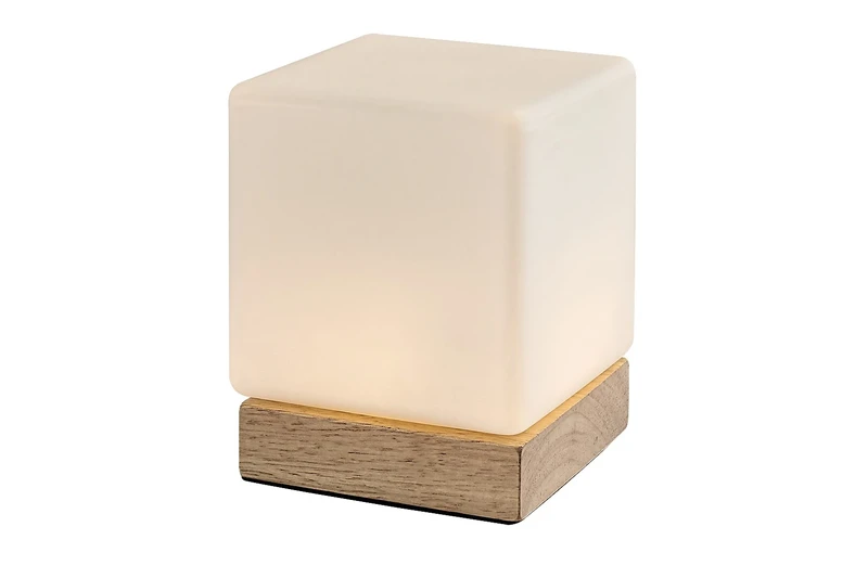 Настолни лампи Pirit – LED настолна лампа в цвят бук с бяло стъкло, 105×130мм, 1.2W, 3000K