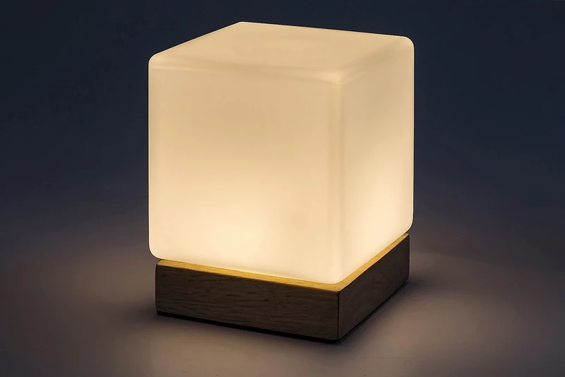 Pirit – LED настолна лампа в цвят бук с бяло стъкло, 105×130мм, 1.2W, 3000K