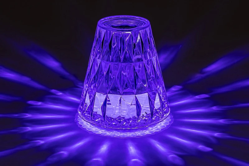 Siggy – LED настолна лампа в прозрачно, Ø110мм, 2W, 3000K, RGB