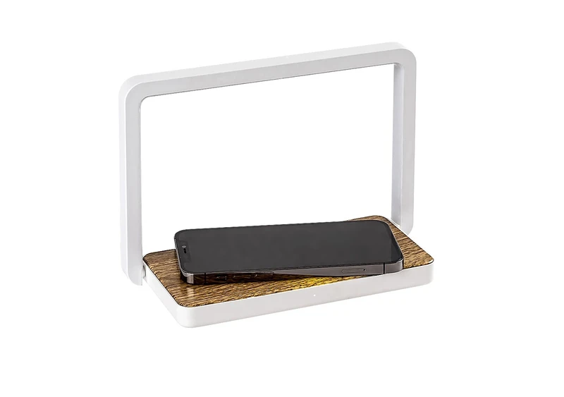Buldus – LED настолна лампа в дъб/бяло мат, 210×145мм, 4W, 3000K, димируема