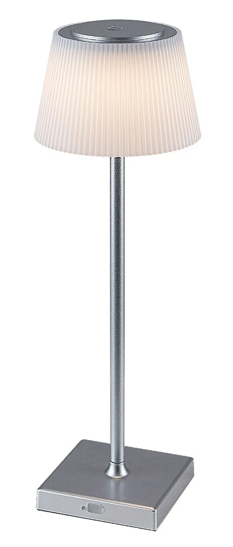 Настолни лампи Taena – LED настолна лампа в сребристо с бял абажур, Ø130мм, 4W, 3000-5000K