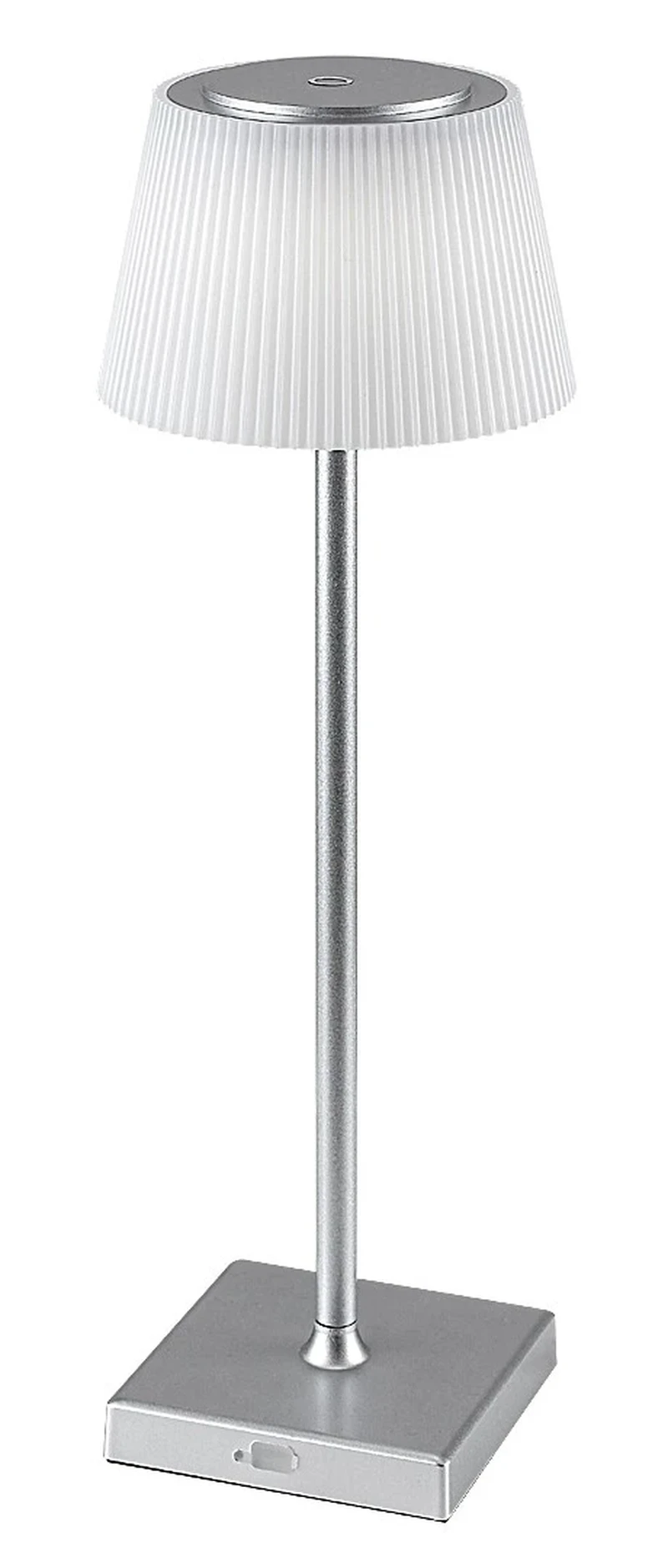 Taena – LED настолна лампа в сребристо с бял абажур, Ø130мм, 4W, 3000-5000K